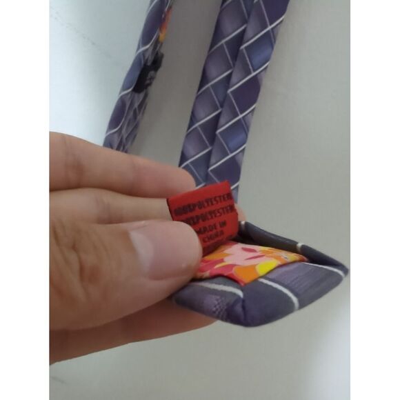 NWT John Sparks‎ Mens Tie Purple Geometric Striped Necktie Polyester - Picture 7 of 7